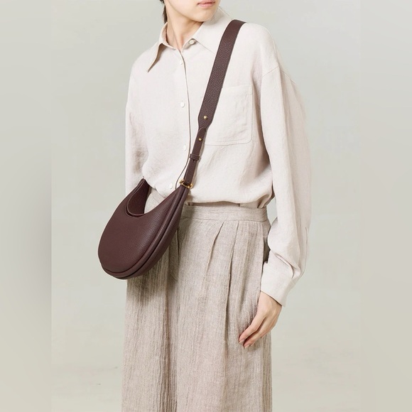 Vegan Luna Crescent Leather Bag Burgundy - Picture 2 of 9